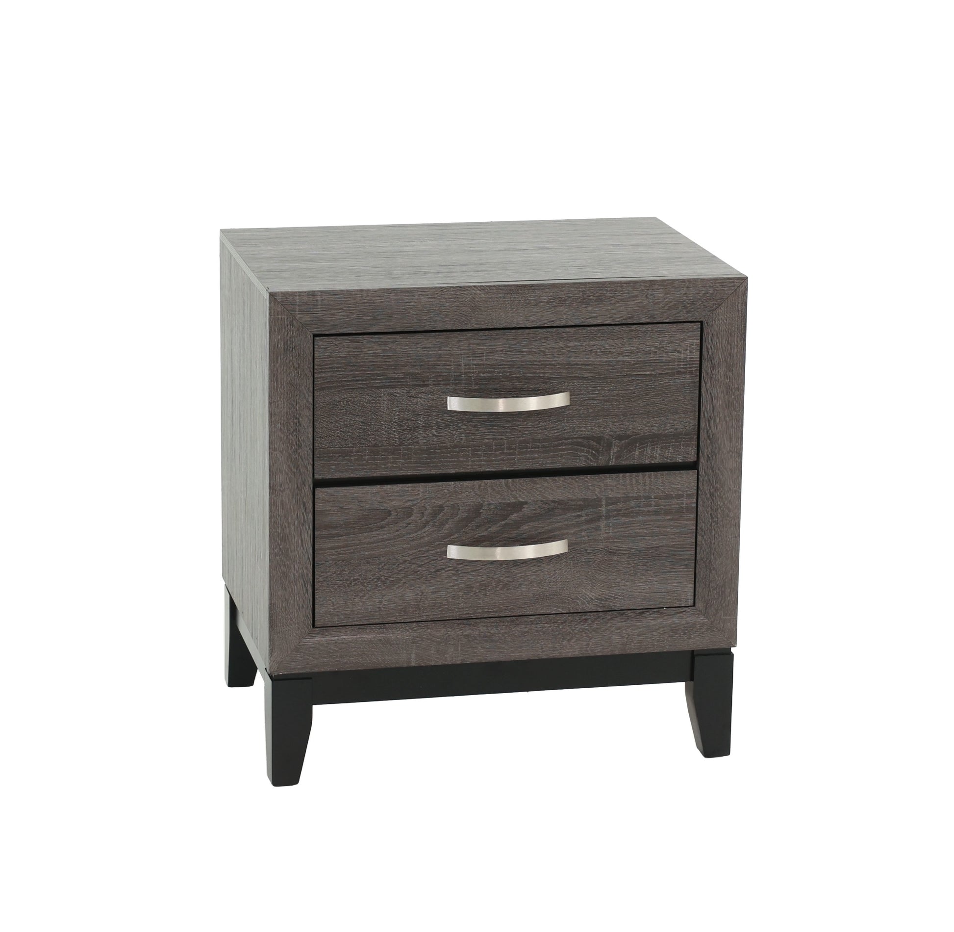 Bedroom Furniture Rustic Grey Oak Simple 1Pc Nightstand 2 Drawers Bed Side Table Solidwood Gray 2 Drawers Bedroom Bedside Cabinet Modern,Transitional Pine Drawers Particle Board Mdf,Solid Wood