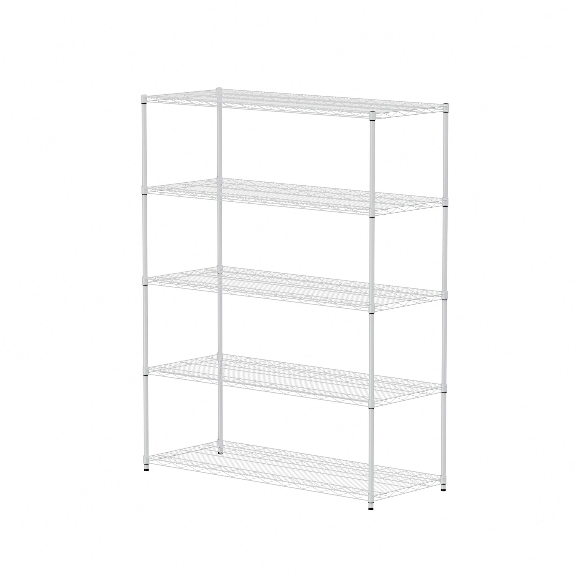 Warehouse, Supermarket, Kitchen, And Other 5 Layer Heavy Duty Adjustable Shelves With Wheels And Adjustable Feet, Each Metal Frame Bearing 300 Pounds. 59.45 "L 24.02 "W 71.65 "H,White White Steel