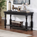 Rustic Style Antique Black 1Pc Sofa Table Open Bottom Shelf Plank Style Table Top Living Room Furniture Antique Black Primary Living Space Classic,Contemporary,Modern,Rustic,Transitional Open Storage Rectangular Console Tables Solid Wood