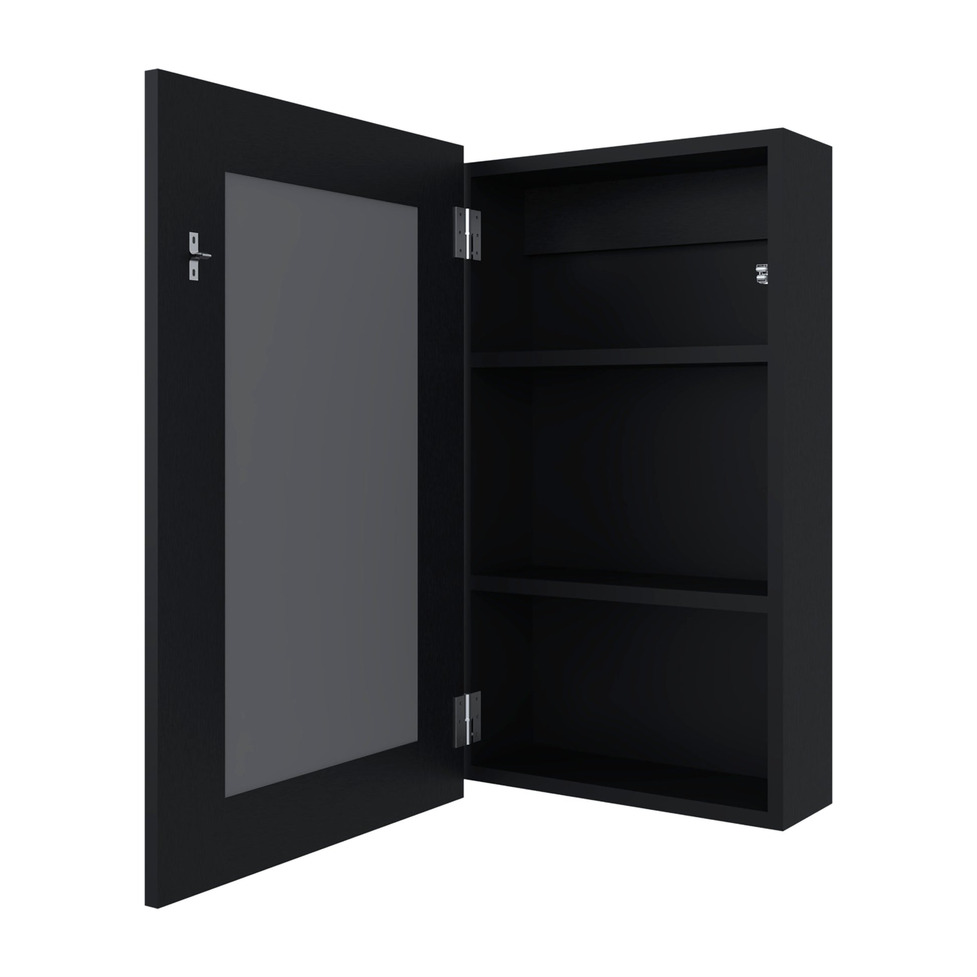 Parks Medicine Cabinet With Included Mirror, Black Black 1 3 Mirror Included Bathroom Wall Mounted Ultra Modern Particle Board Melamine