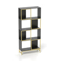 4 Tier Storage Shelves, Bookcase Display Storage Shelf Corner Shelf For Small Space, Living Room Black Gold Primary Living Space Metal,Particle Board