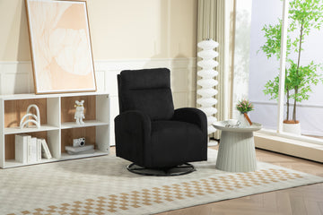 Jiada Upholstered Swivel Glider.Flannel Fabric.Rocking Chair For Nursery In Black.Modern Style One Left Bag Black Foam Corduroy