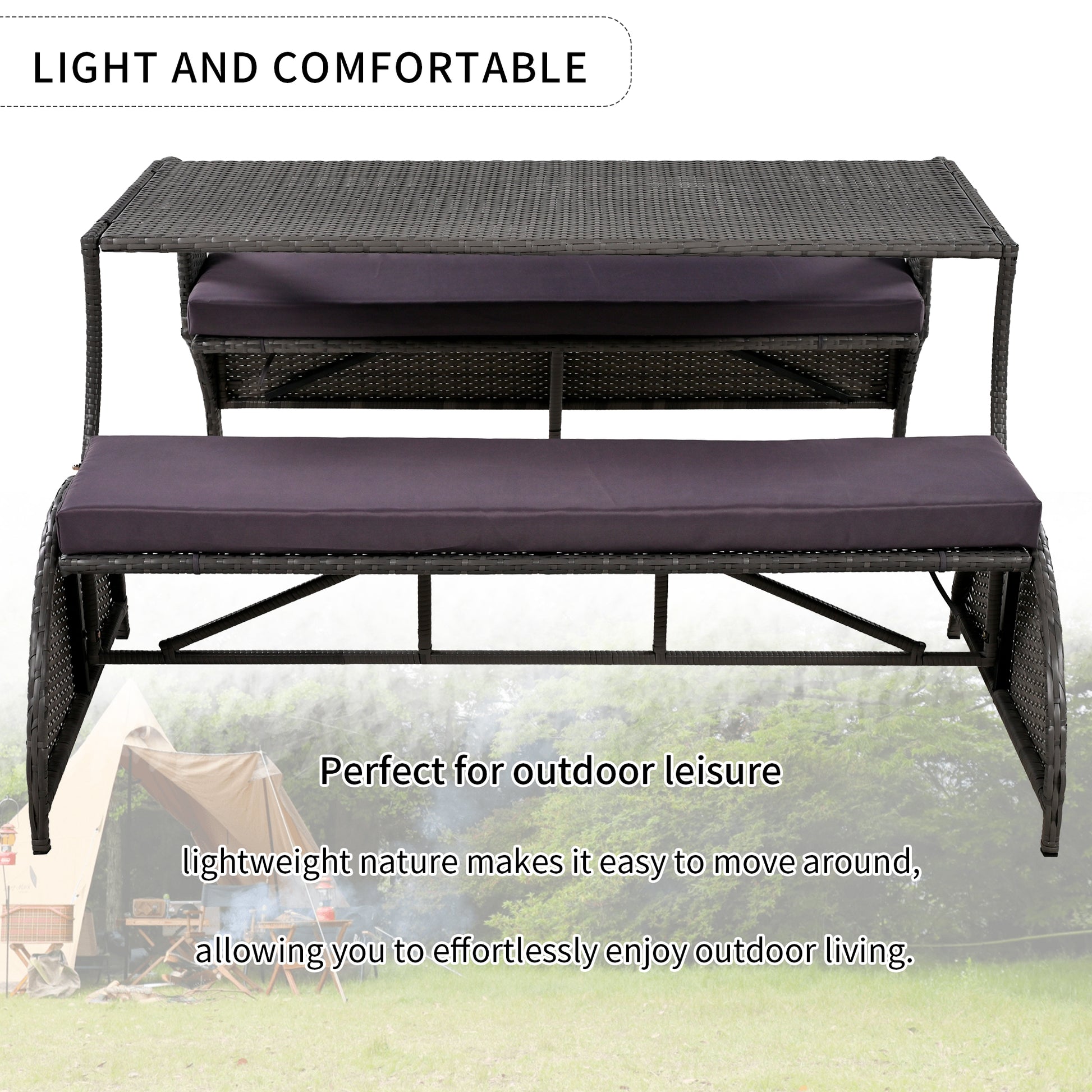 Versatile Outdoor Seat That Converts To Four Seats And A Table, Suitable For Gardens And Lawns Gray Hdpe