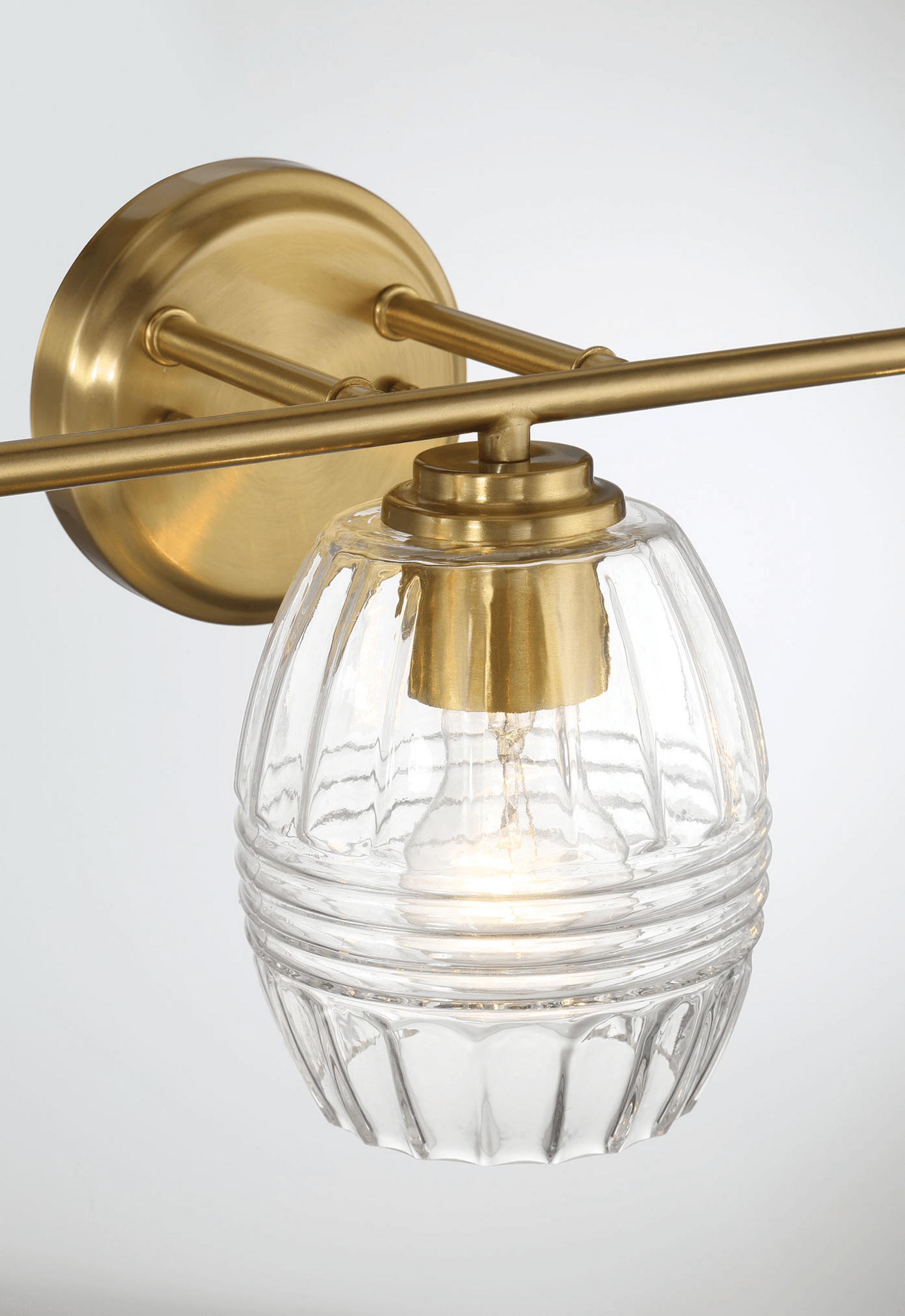 Luster Three Lights Vanity With Clear Glass For Bathrooms Above Mirror Wall Lamp Satin Brass Clear,Gold Brass,Glass