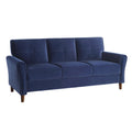 Modern Living Room Sofa Set 2Pcs Comfort Sofa Loveseat Plush Seatbacks Tufted Detail Blue Velvet Upholstery Solid Wood Frame Furniture Blue Velvet Wood Primary Living Space Modern Flared Arms Solid Wood 5 Seat