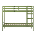 Modern Simple Solid Wood Twin Over Twin Bunk Bed, Olive Green Olive Green Pine Pine