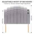 Mid Century Headboard For Queen Size Bed, Velvet Upholstered Tufted Bed Headboard With Decor, Adjustable Curved Solid Wood Head Board Vertical Channel Design Medium Grey Queen Grey Bedroom Modern Rubberwood Bed Frame Velvet Rubber Wood
