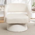 Swivel Barrel Chair, Velvet Accent Armchair 360 Degree Swivel Club Chair For Living Room Bedroom Reception Room White Foam Velvet