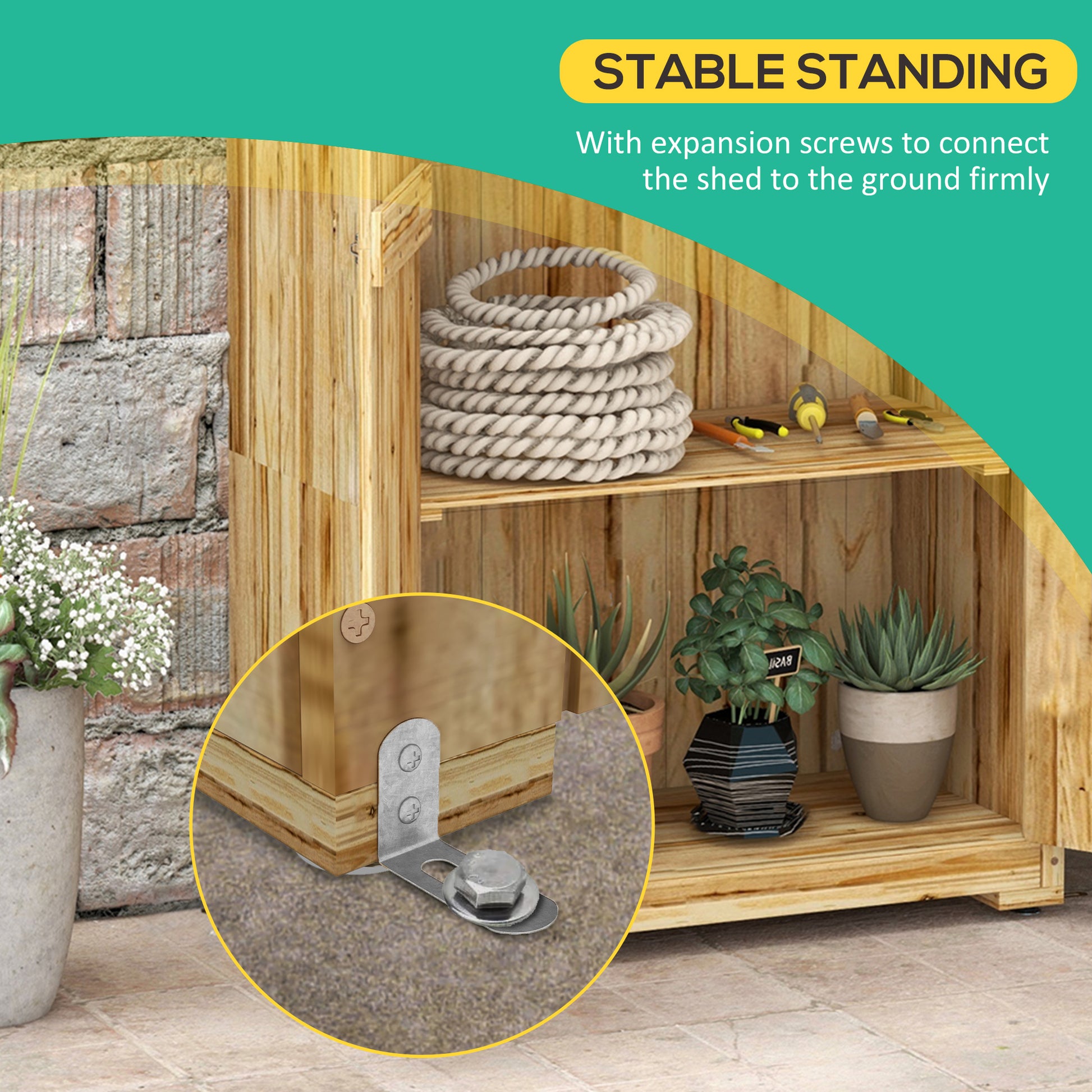 Outsunny Wooden Garden Shed, Outdoor Storage Cabinet With Waterproof Galvanized Metal Roof, Narrow Tool Shed With 3 Shelves And Lockable Door, Natural Natural Wood