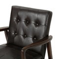 Club Chair, Mid Century Modern Faux Leather Club Chair With Wood Frame Brown Pu