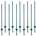 Fence Posts 5Feet 10Pack, Heavy Duty Metal Fence Post With U Channel, Steel Fence U Post For Holding Garden Wire Fence, Corner Anchor Posts Etc. Green Steel