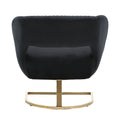 Coolmore Upholstered Tufted Living Room Chair Textured Linen Fabric Accent Chair With Metal Stand Black Velvet