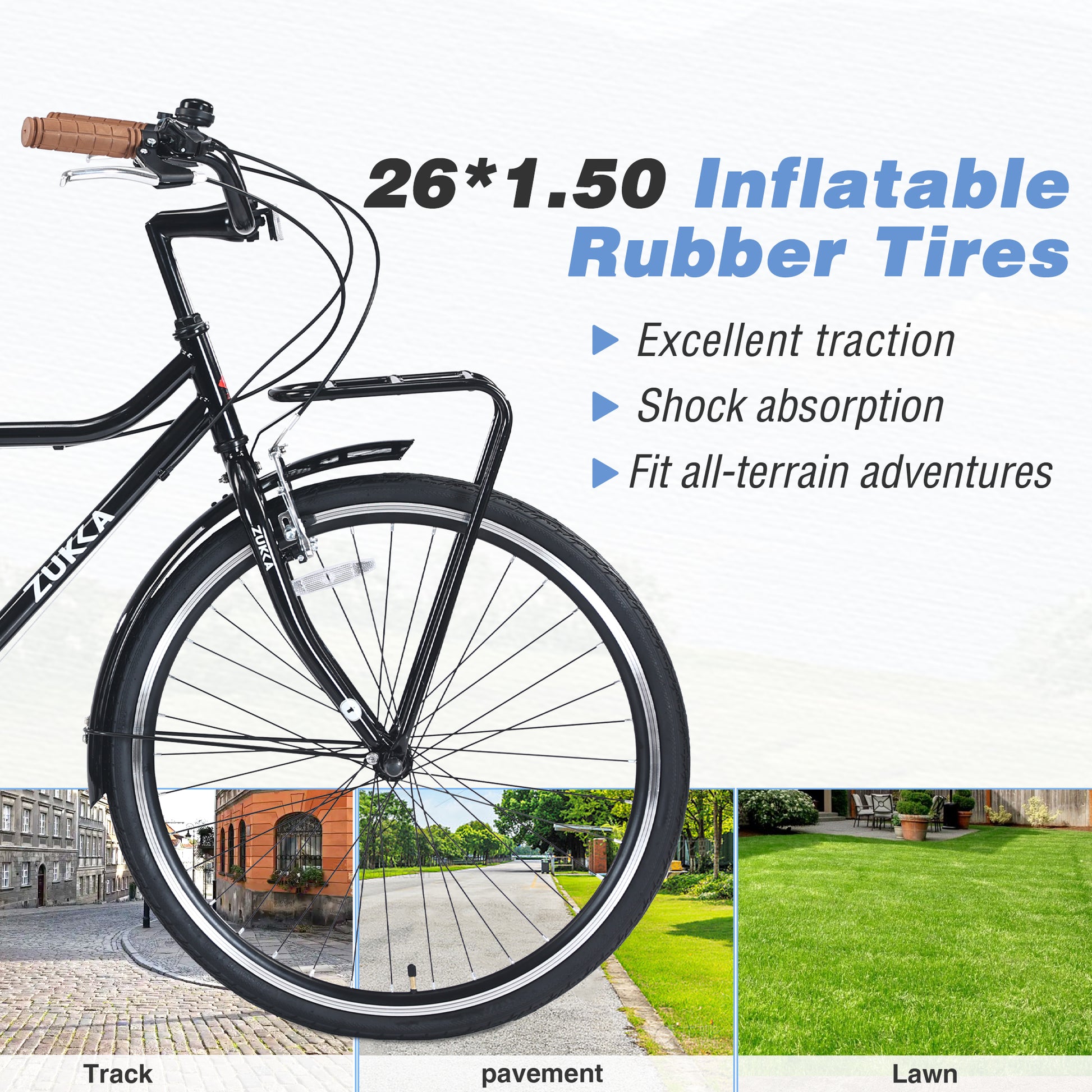 7 Speed, Steel Frame, Multiple Colors 26 Inch Vintage Style Bike,Retro Commute Bike For Women And Men Black Steel