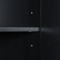 Tall Bathroom Cabinet With Four Doors, Large Storage Space Open Shelve, Upper Storage Cabinet, Black Black Mdf