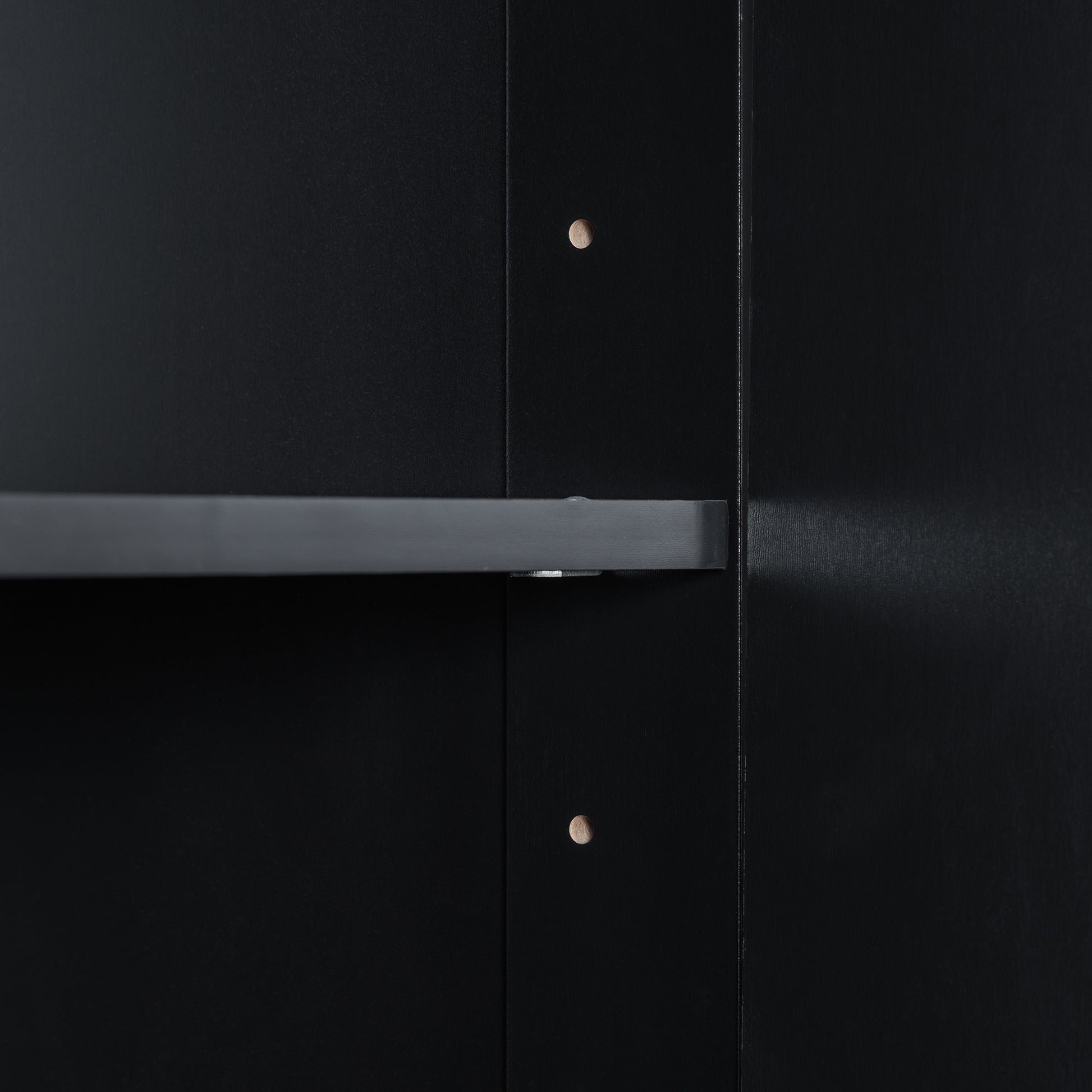 Tall Bathroom Cabinet With Four Doors, Large Storage Space Open Shelve, Upper Storage Cabinet, Black Black Mdf