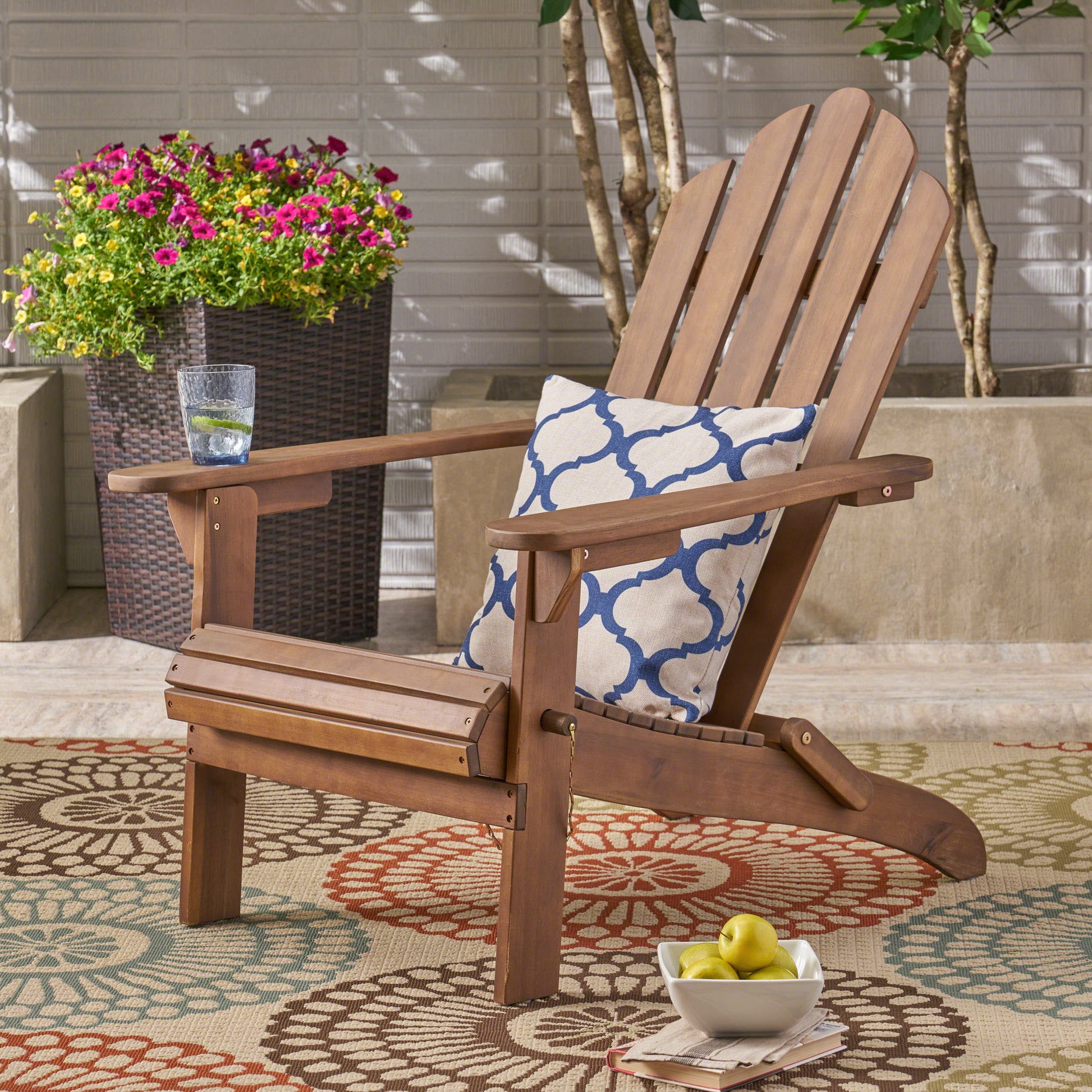 Hollywood Foldable Adirondack Chair Dark Brown Wood