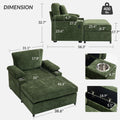 Modern Oversized Chair With Ottoman,Chenille Fabric Sofa Bed,Accent Chair Comfy Sofa With Cupholders And Usb Charging Ports Chair For Living Room,Bedroom,Apartment Green Chenille