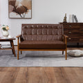 Coolmore Mid Century Modern Solid Loveseat Sofa Upholstered Pu Leather Loveseat, 2 Seat Upholstered Loveseat Sofa Modern Couch Brown Pu Pu Leather 2 Seat