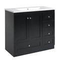 Video 36 Inch Shaker Style Free Standing Bathroom Vanity Cabinet With Sink, 4 Soft Close Drawers And 2 Soft Close Doors Black Bathroom Mdf