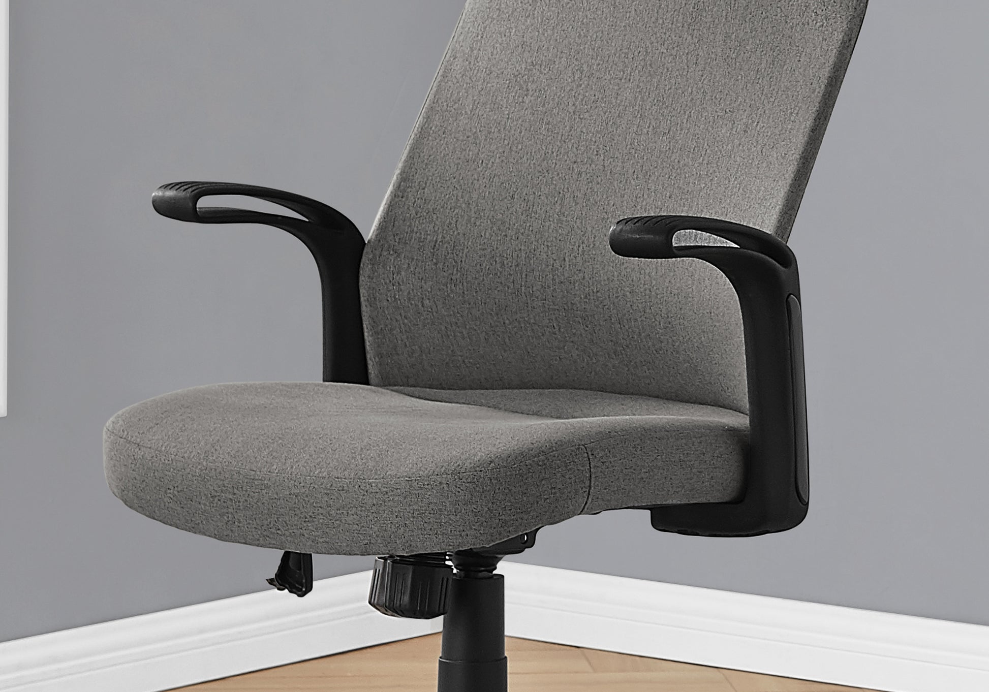 Office Chair, Adjustable Height, Swivel, Ergonomic, Armrests, Computer Desk, Work, Grey Mesh, Black Metal, Contemporary, Modern Grey Foam Polyester