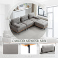 100.7'' L Shape Sectional Sofa 3 Seater Couches With A Removable Ottoman, Comfortable Fabric For Living Room, Apartment, Grey Grey Foam Palomino Fabric 4 Seat