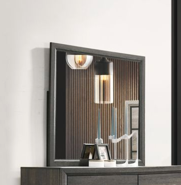 Valdemar Weathered Gray Finish Mirror Gray Mirror,Synthetic Wood