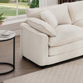 Cloud Like Comfy Soft Upholstered 4 Seater Modular Sofas With 2 Ottomans, 4 Seat U Shape Corduroy Fabric Sofa,Light Beige Corduroy Fabirc Beige Corduroy 4 Seat