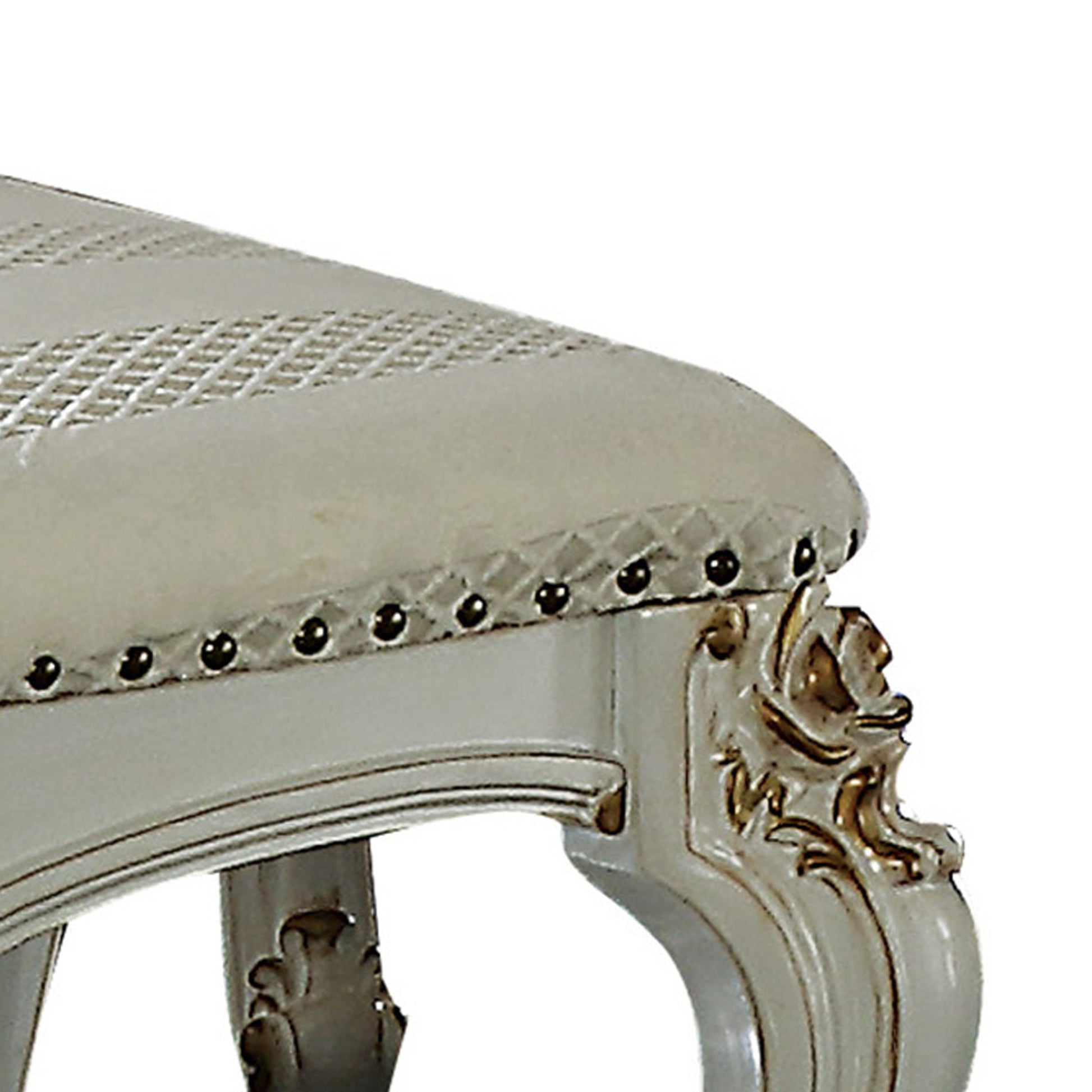 Button Tufted Wooden Side Chairs, Set Of 2,White And Brown Beige White Wood Fabric