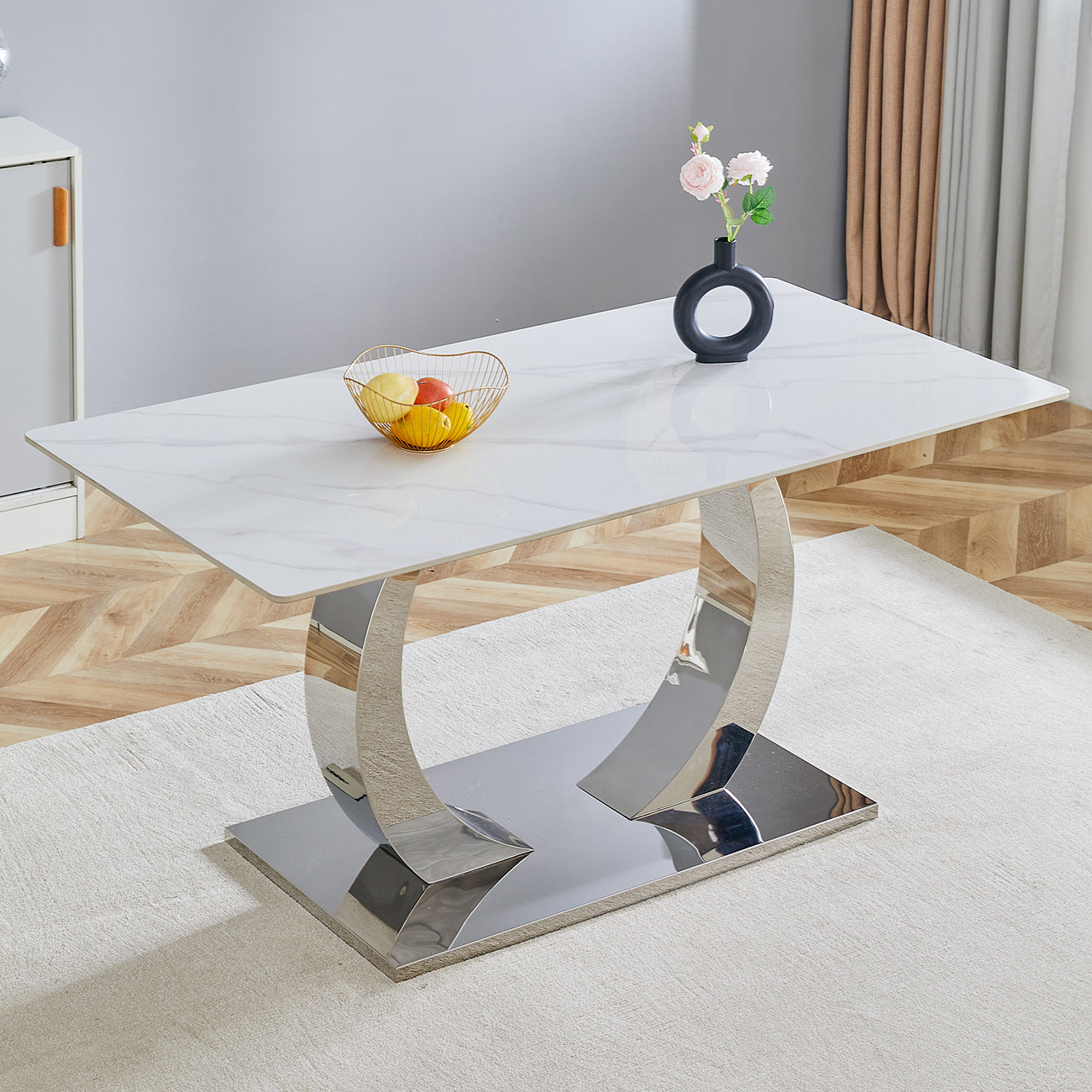 Only Table Top. 63X31.5 Inch White Marble Textured Slate Dining Table A Choice Of Elegance And Durability. White Sintered Stone