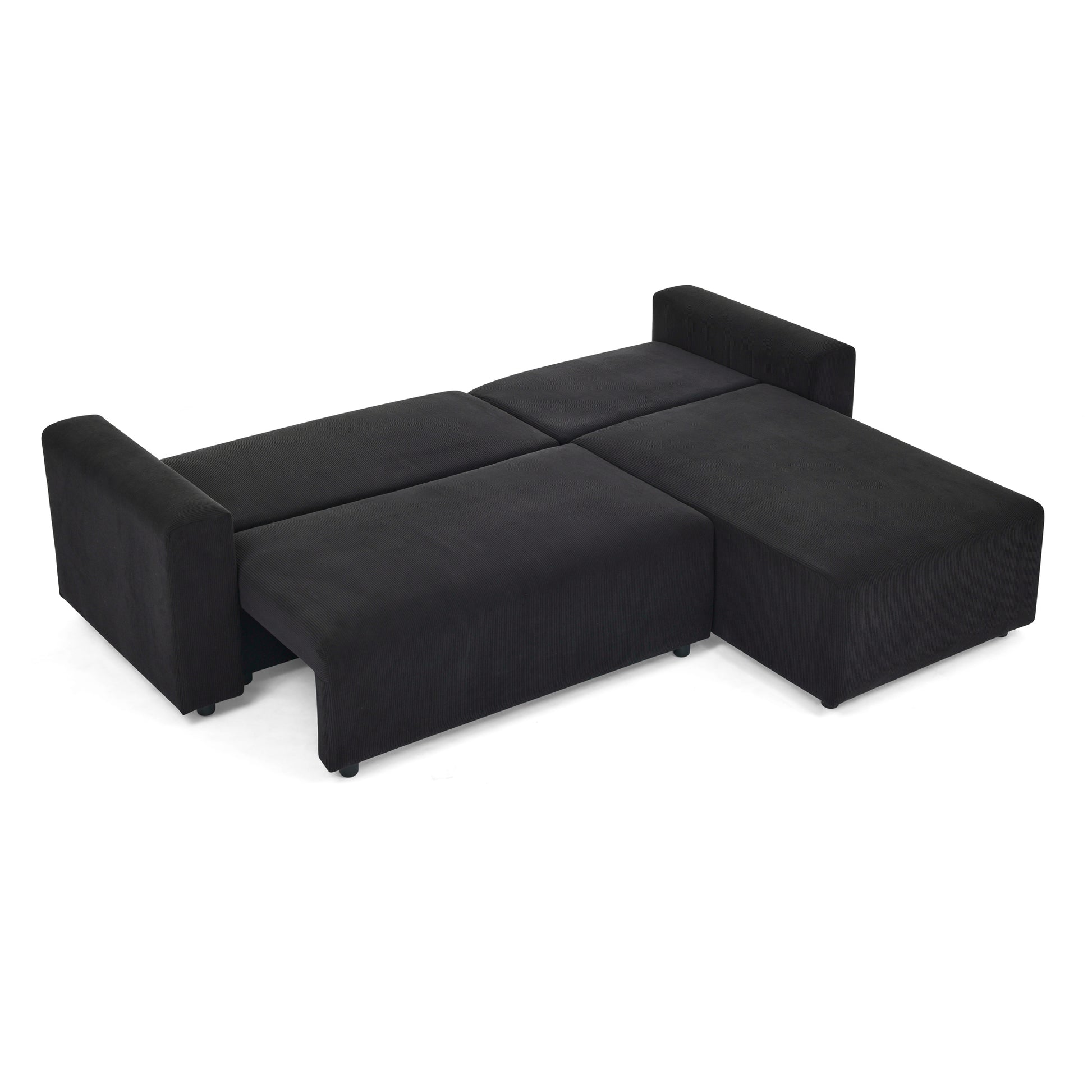 Modular Corduroy Upholstered 3 Seater Sofa Bed With Storage For Home Apartment Office Living Room, Free Combination, L Shapedblack Black Wood Primary Living Space Medium Soft Pillow Back Eucalyptus Square Arms Foam Corduroy 3 Seat