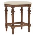 Ludin Brown Console Table With 3 Stools Brown Drawers Rectangular Solid Wood