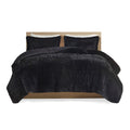 Shaggy Long Fur Comforter Mini Set Twin Black Polyester