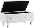 1Pc Glam 38 Inches Storage Ottoman Bench For Upholstered Tufted White Faux Leather Organizer Bedroom Living Room Entryway Hallway Tufted White Faux Leather Primary Living Space Solid White Traditional Foam Faux Leather