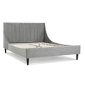 Aspen Vertical Tufted Modern Headboard Platform Bed Set, Queen, Opal Grey Velvet Box Spring Not Required Queen Gray Wood Foam Velvet Velvet