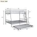 Full Xl Over Queen Metal Bunk Bed With Trundle, Silver Full Xl Silver Iron