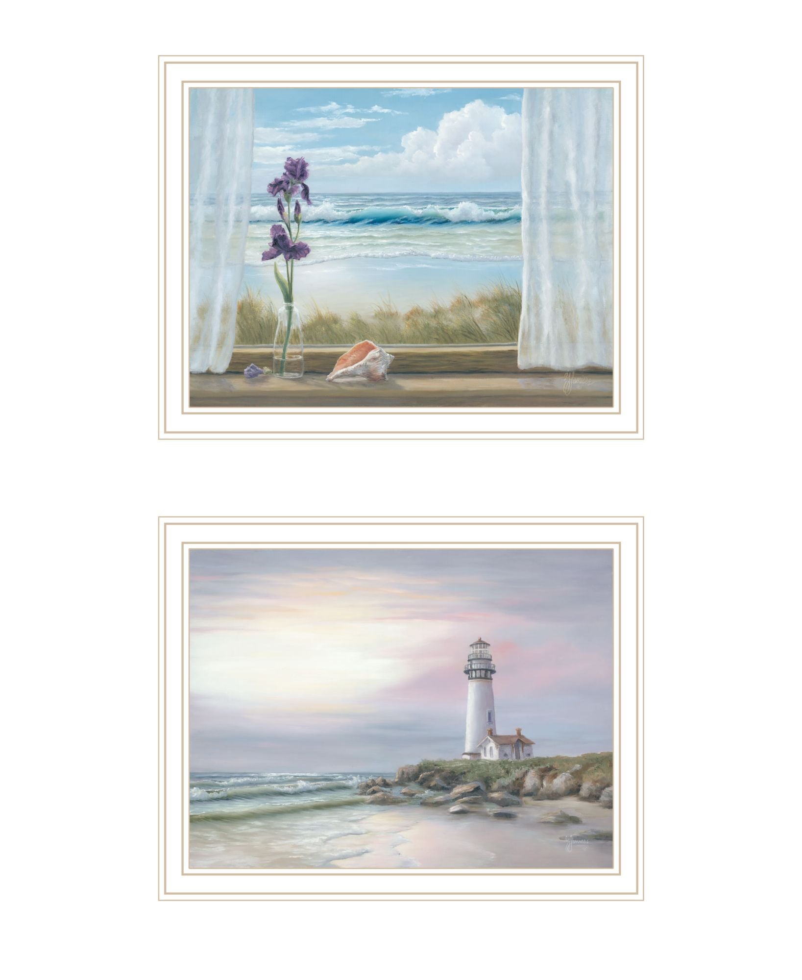 "Lighthouse At Sunset" Framed Wall Art For Living Room, Wall Art Print For Home Decor, Bedroom Wall Art By Georgia Janisse Multicolor Wood Paper