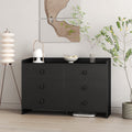 Chest Of Drawers Black Dresser6 Drawer Chest With Wide Storage, Modern Contemporary 6 Drawer Cabinet, Dresser For Bedroom Living Room Hallway Black Mdf