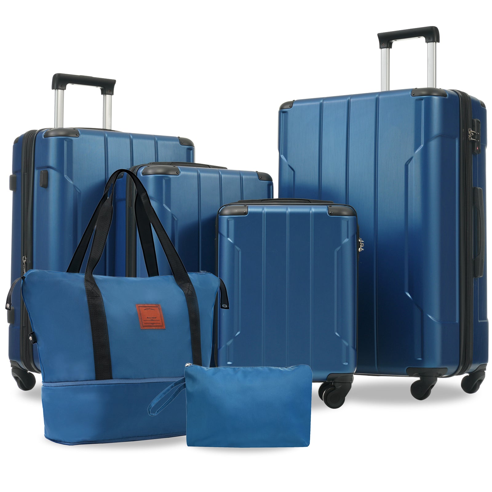 Hardshell Luggage Sets 6 Piece Suitcase Set, Expandable Lightweight Suitcases With Wheels, Tsa Lock For Men Women, Blue Blue Abs