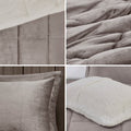 Plush To Sherpa Down Alternative Comforter Set Queen Grey Ivory Polyester