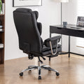 Office Chair, Big And Tall Executive Office Chair With Footrest, Leather Computer Chair, Ergonomic Reclining Chair High Back With Lumbar Support, Large Home Office Chair Black Black Pu Leather