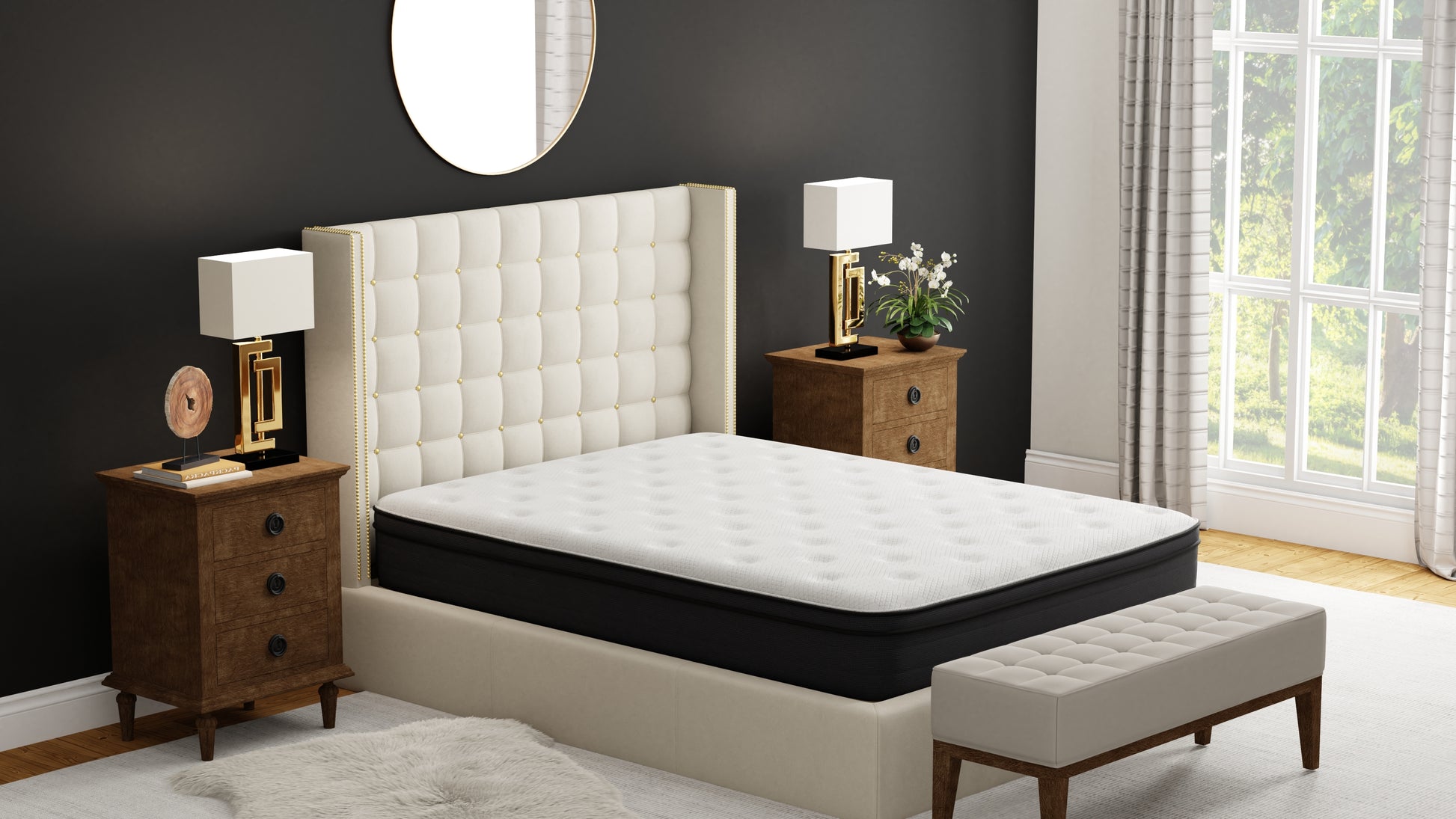 12" Cal King Euro Top Hybrid Memory Foam Mattress White Black Memory Foam And Polyurethane Foam Fabric California King