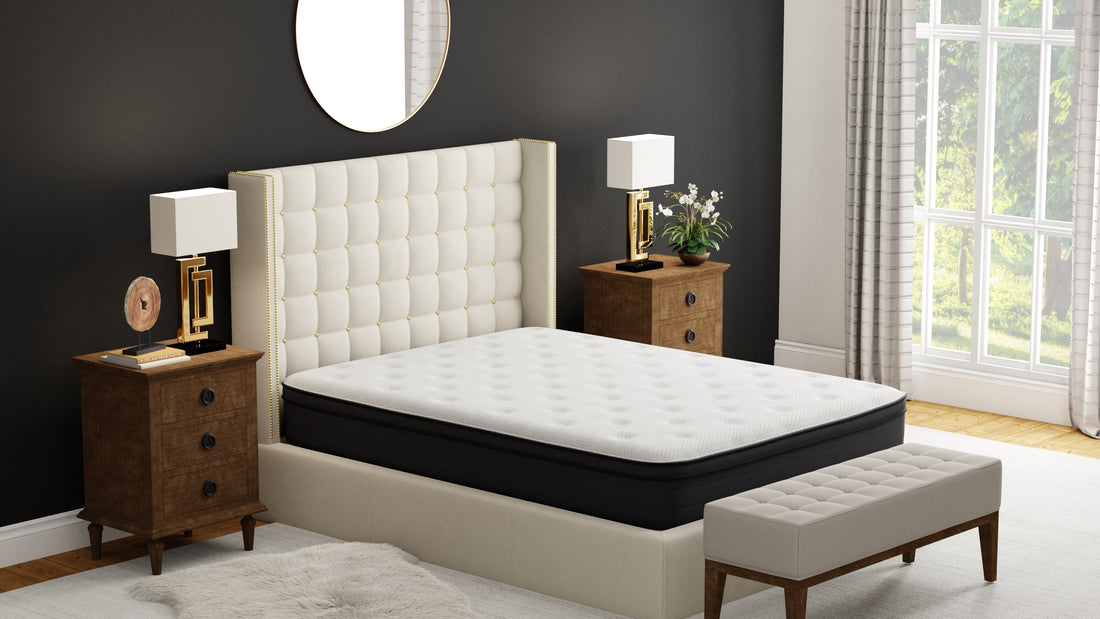 12" Full Euro Top Hybrid Memory Foam Mattress White Black Memory Foam And Polyurethane Foam Fabric Full