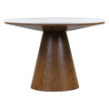 Retro Round Dining Table Minimalist Elegant Table For Living Room, Dining Room White Brown Brown White Rubber Wood