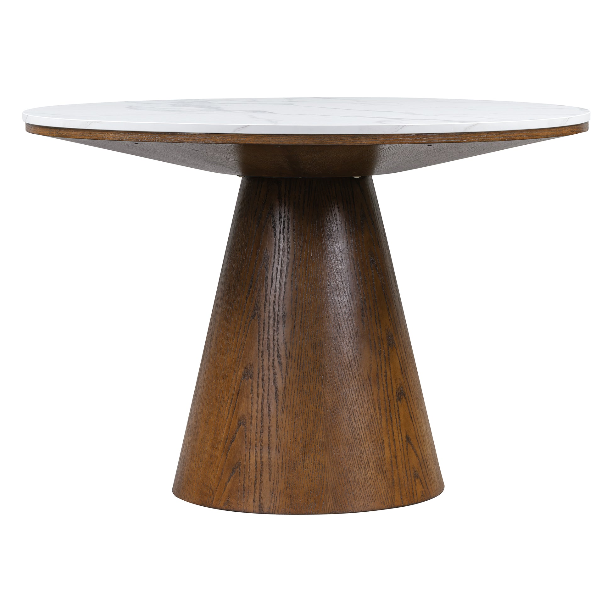 Retro Round Dining Table Minimalist Elegant Table For Living Room, Dining Room White Brown Brown White Rubber Wood