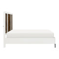 Beautiful White And Walnut Finish 1Pc Queen Bed Chervon Wood Headboard With 2 Usb Ports Modern Bedroom Furniture Box Spring Required Queen White Walnut Bedroom Wood