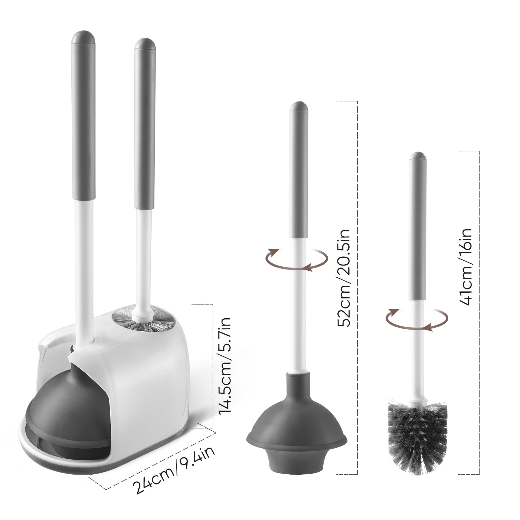 Toilet Brush And Holder Set,Bathroom Cleaning Tool Set With Stand,White White Modern Plastic