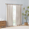 Linen Blend Light Filtering Curtain Panel Pair 2 Pcs Window Panels Natural Polyester