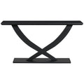 Mirod 57'' Modern Rustic Console Table With Cross Leg Design,Sturdy Construction And Large Surface Space,Perfect For Living Room Or Bedroom Black Mdf Acacia