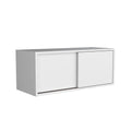 White Floating Cabinet With Sliding Door Wall Mounted 1 2 Shelves White Primary Living Space Sliding Doors Modern Particle Board