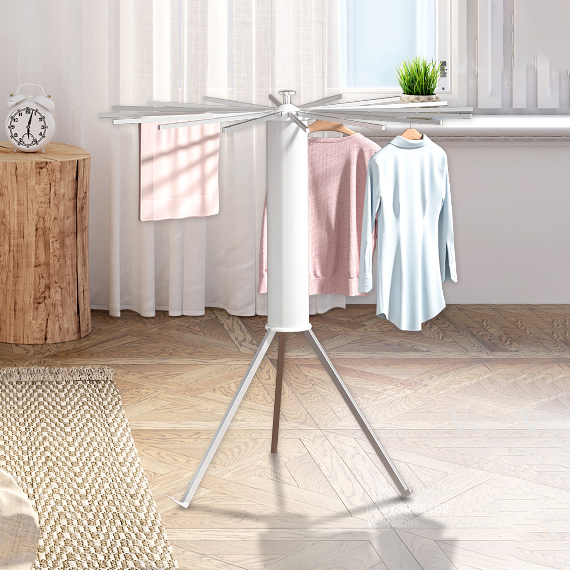 Space Efficient & Rustproof Design Clothes Drying Rack,Aluminum Rod Summer Clothes Drying Rack,Small Fashionable Clothes Drying Rack White Aluminum